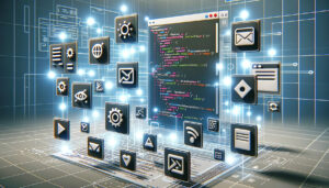 an image of PHP code integrating seamlessly with Bootstrap components, symbolizing the simplification of web development processes.