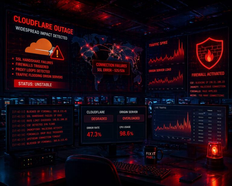 Cloudflare outage causing firewall and SSL issues