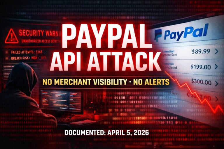 PayPal API abuse attack targeting WordPress sites with no merchant visibility or alerts documented April 5 2026