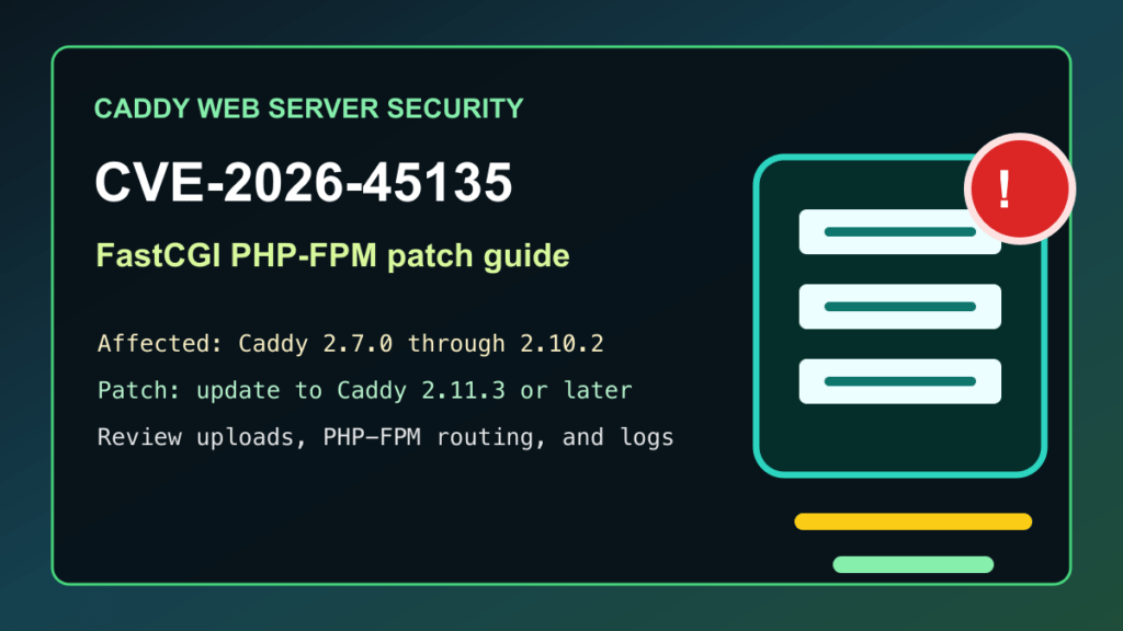 Caddy CVE-2026-45135 FastCGI PHP-FPM patch guide for hosting servers