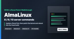 AlmaLinux WHM and cPanel CVE patch walkthrough with commands for versions 8 9 and 10