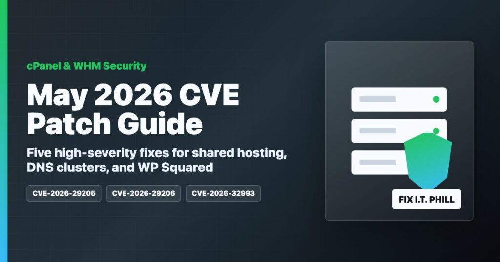 WHM cPanel hosting control panel protected with May 2026 five CVE security update guidance