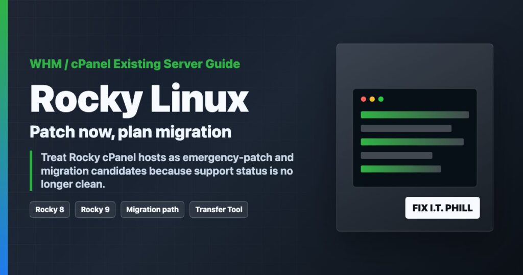 Rocky Linux WHM and cPanel CVE patch and migration guide for existing servers