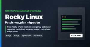 Rocky Linux WHM and cPanel CVE patch and migration guide for existing servers