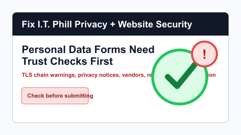 Privacy and SSL trust checks before submitting personal data to public web forms