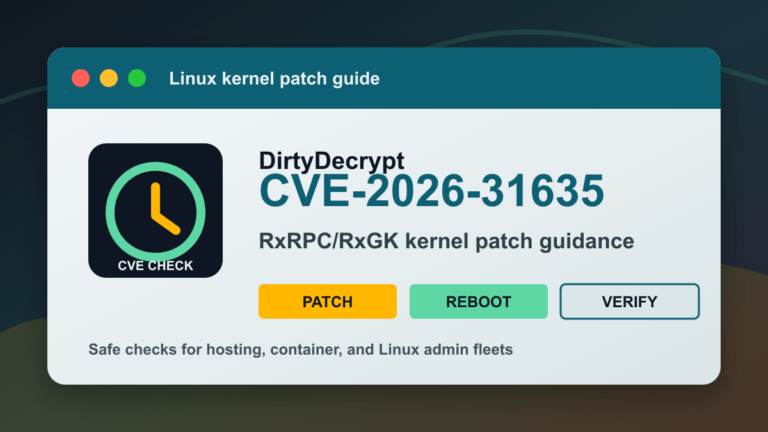 DirtyDecrypt CVE-2026-31635 Linux kernel RxRPC RxGK patch checklist for hosting and container admins