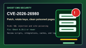 Ghost CMS CVE-2026-26980 patch guide for ClickFix site poisoning cleanup