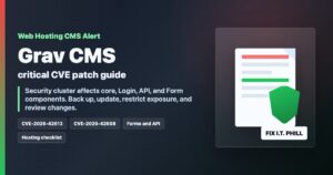 Grav CMS site protected with security update checklist for critical CVE cluster