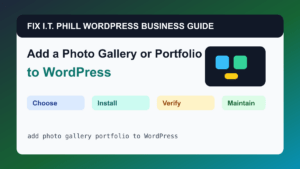 How to Add a Photo Gallery or Portfolio to WordPress tutorial for WordPress business plugin setup, backups, verification, and maintenance
