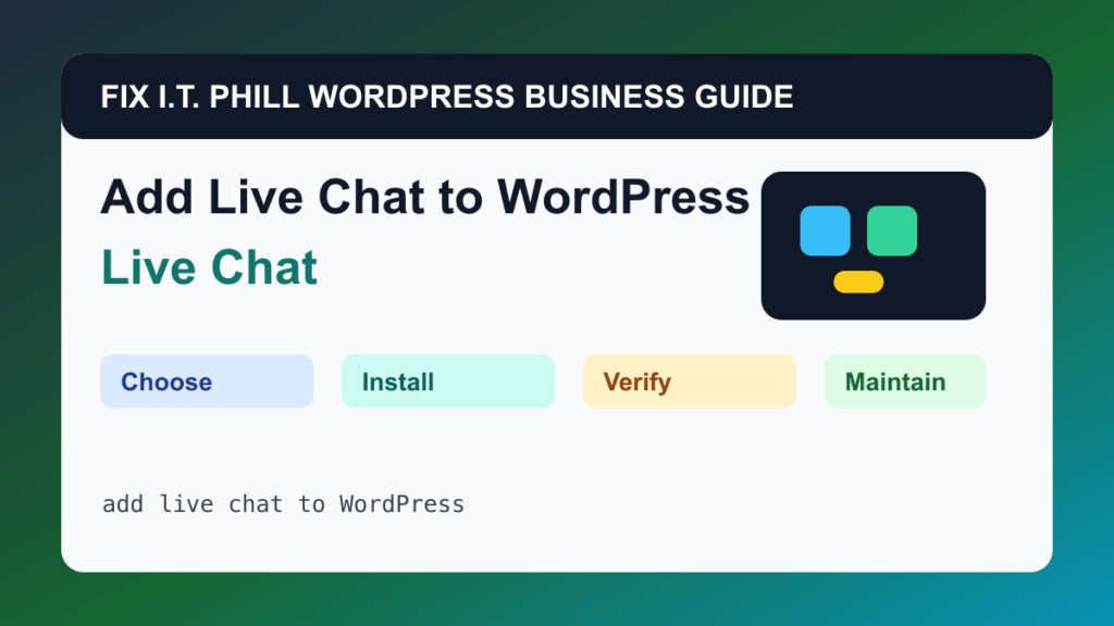 How to Add Live Chat to WordPress tutorial for WordPress business plugin setup, backups, verification, and maintenance