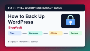 How to Back Up WordPress by BlogVault backup tutorial showing files database offsite storage and restore verification