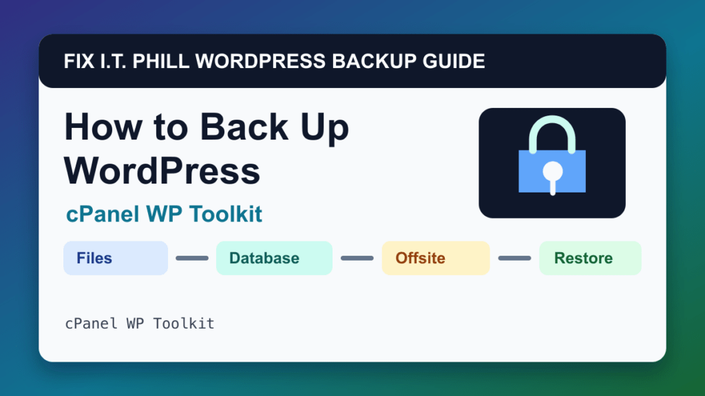 How to Back Up WordPress by cPanel WP Toolkit backup tutorial showing files database offsite storage and restore verification