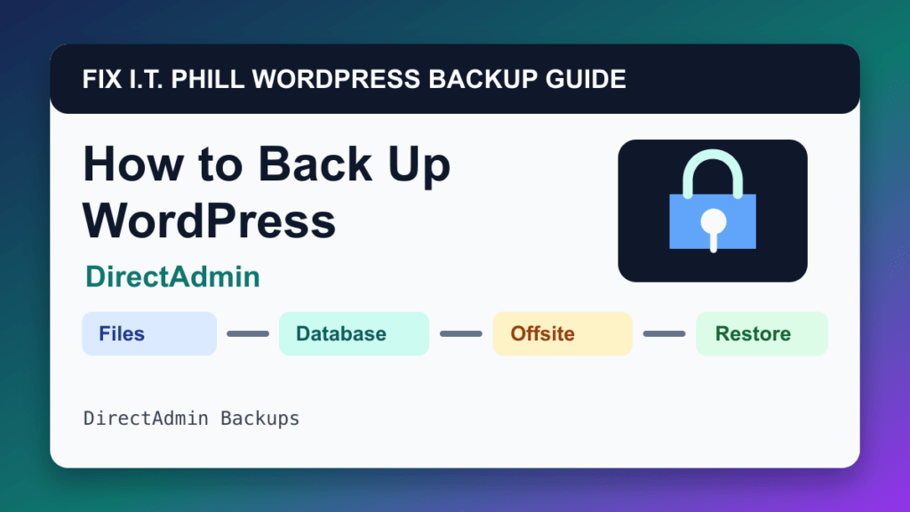 How to Back Up WordPress by DirectAdmin backup tutorial showing files database offsite storage and restore verification