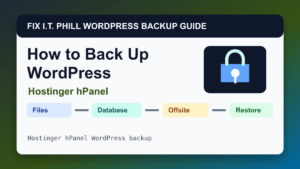 How to Back Up WordPress by Hostinger hPanel backup tutorial showing files database offsite storage and restore verification