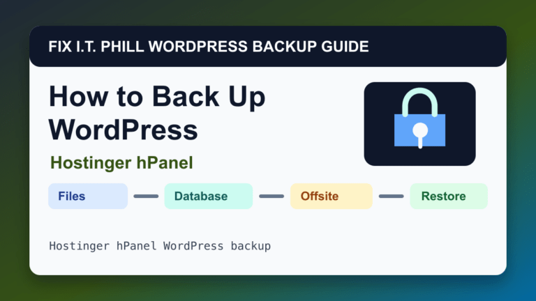 How to Back Up WordPress by Hostinger hPanel backup tutorial showing files database offsite storage and restore verification