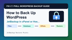 How to Back Up WordPress by JetBackup in cPanel or Hosting Panels backup tutorial showing files database offsite storage and restore verification