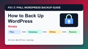 How to Back Up WordPress by Kinsta backup tutorial showing files database offsite storage and restore verification