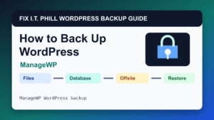 How to Back Up WordPress by ManageWP backup tutorial showing files database offsite storage and restore verification