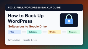 How to Back Up WordPress by Softaculous to Google Drive backup tutorial showing files database offsite storage and restore verification