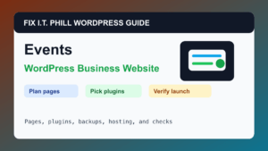 How to Build a WordPress Website for an Event Venue or Webinar Business tutorial for business WordPress setup, plugins, hosting, backups, and verification