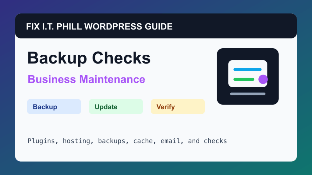 How to Check WordPress Backups and Restore Points WordPress maintenance tutorial for plugins, hosting, backups, cache, and verification