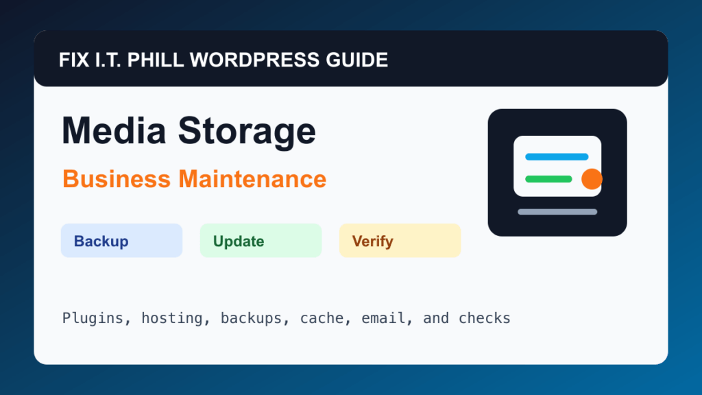 How to Check WordPress Media, Image Sizes, and Storage WordPress maintenance tutorial for plugins, hosting, backups, cache, and verification