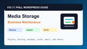 How to Check WordPress Media, Image Sizes, and Storage WordPress maintenance tutorial for plugins, hosting, backups, cache, and verification