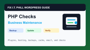 How to Check WordPress PHP Version and Extensions WordPress maintenance tutorial for plugins, hosting, backups, cache, and verification