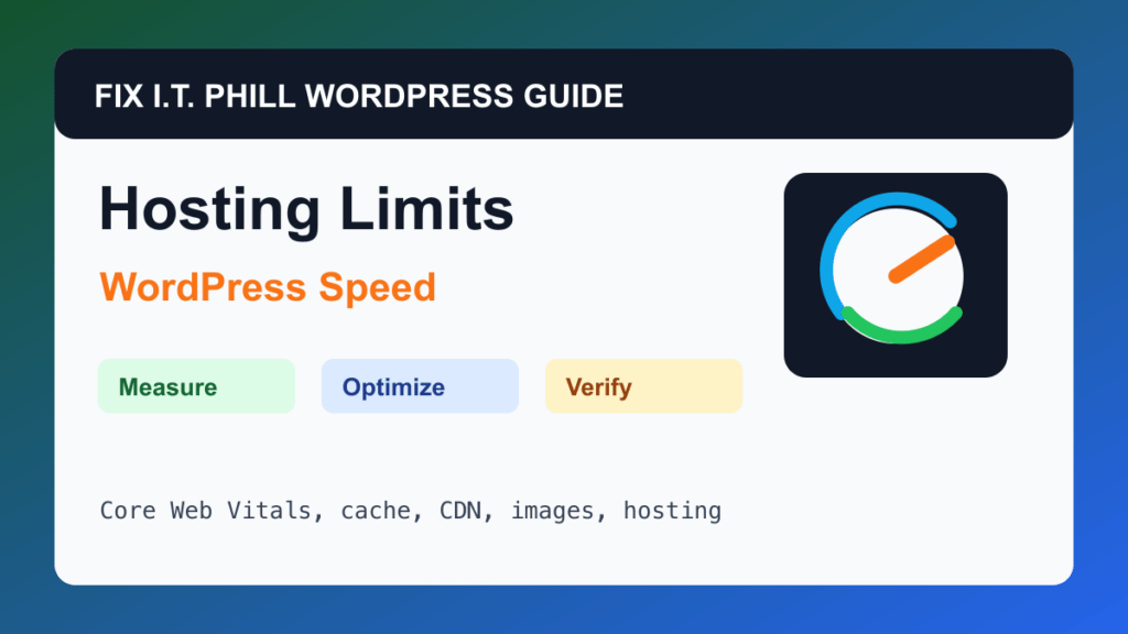 How to Fix Slow WordPress Hosting Resource Limits WordPress performance tutorial for speed, cache, hosting, backups, and verification