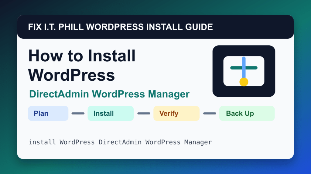 How to Install WordPress by DirectAdmin WordPress Manager installation tutorial showing setup, verification, SSL, backups, and first-hour checks
