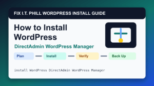 How to Install WordPress by DirectAdmin WordPress Manager installation tutorial showing setup, verification, SSL, backups, and first-hour checks