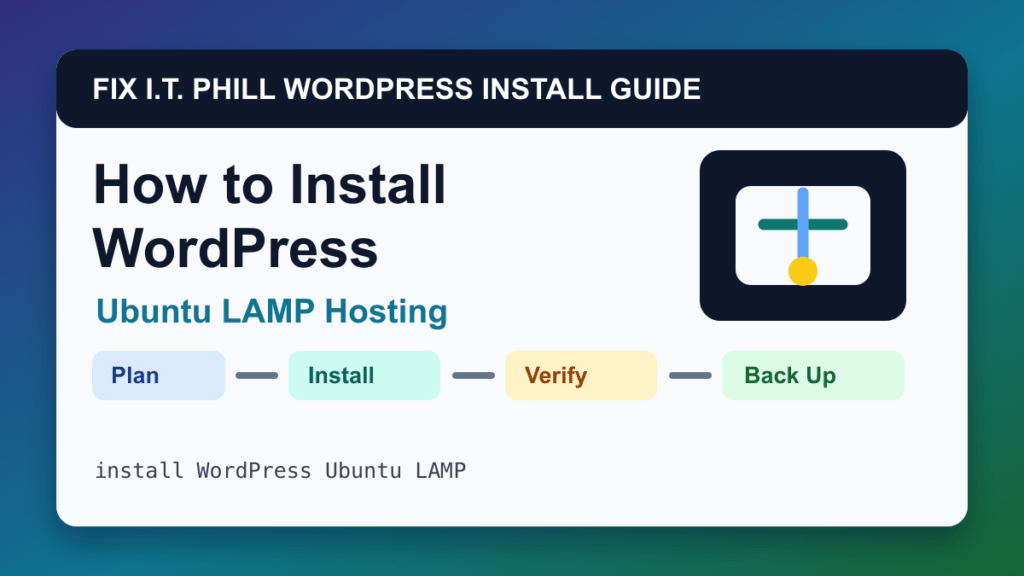 How to Install WordPress on Ubuntu LAMP Hosting installation tutorial showing setup, verification, SSL, backups, and first-hour checks