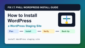 How to Install a WordPress Staging Site installation tutorial showing setup, verification, SSL, backups, and first-hour checks