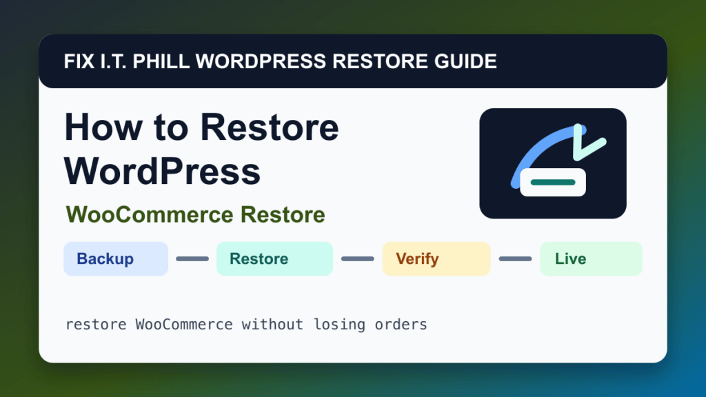 How to Restore WooCommerce Without Losing Orders restore tutorial showing backup restore verification and live-site checks
