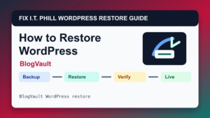How to Restore WordPress by BlogVault restore tutorial showing backup restore verification and live-site checks