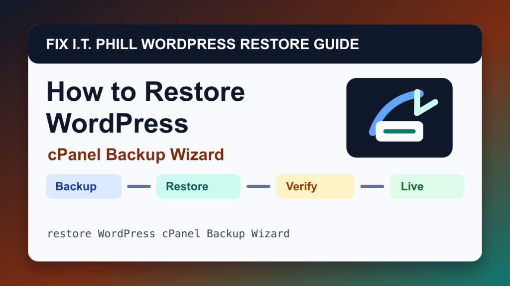 How to Restore WordPress by cPanel Backup Wizard restore tutorial showing backup restore verification and live-site checks