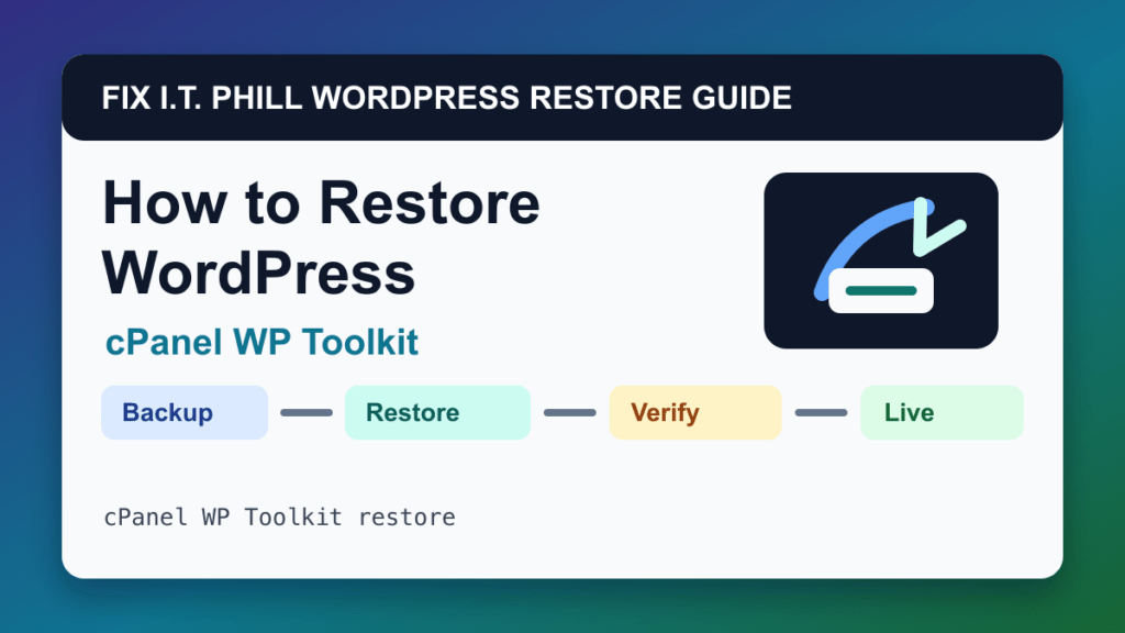 How to Restore WordPress by cPanel WP Toolkit restore tutorial showing backup restore verification and live-site checks