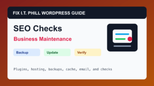 How to Review WordPress SEO Titles, Sitemaps, and Indexing WordPress maintenance tutorial for plugins, hosting, backups, cache, and verification
