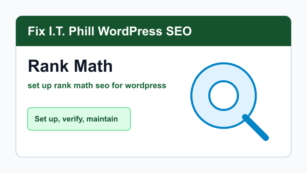 How to Set Up Rank Math SEO for WordPress tutorial for WordPress SEO setup, verification, backups, and maintenance