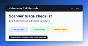Kubernetes CVE scanner triage checklist for June 2026 unfixed CVE record corrections