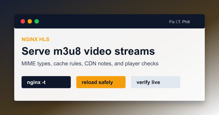 Nginx HLS playback tutorial showing m3u8 playlists video segments CDN cache and player verification