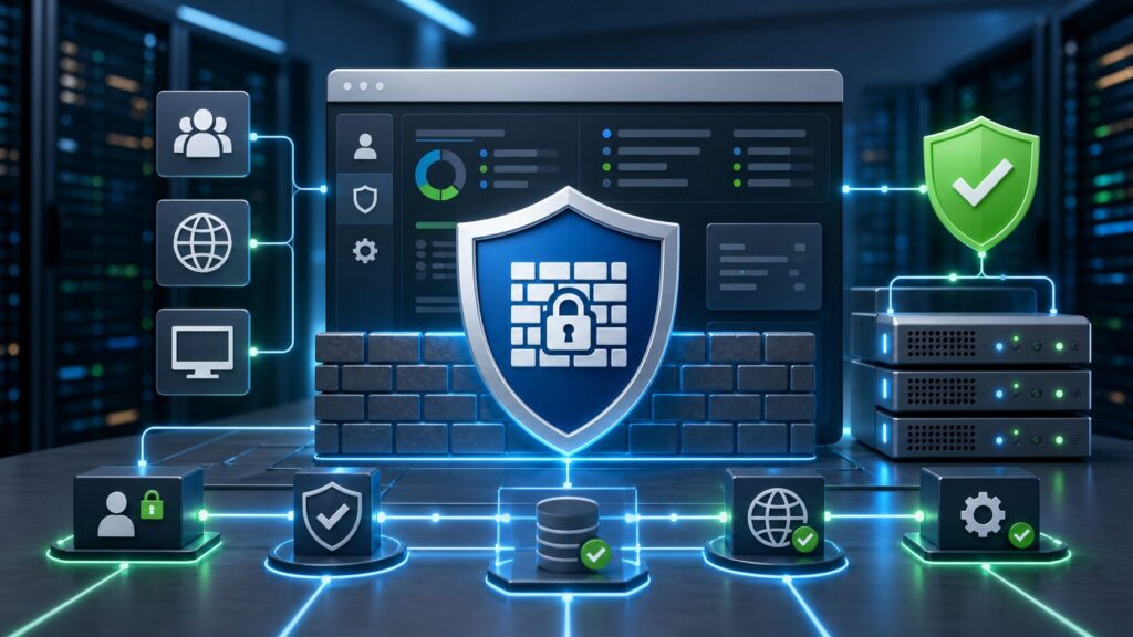Nginx management server protected with firewall controls and update checks for CVE-2026-33032