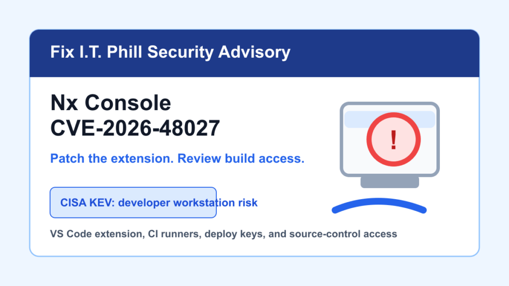 Nx Console CVE-2026-48027 developer workstation and build-chain patch checklist