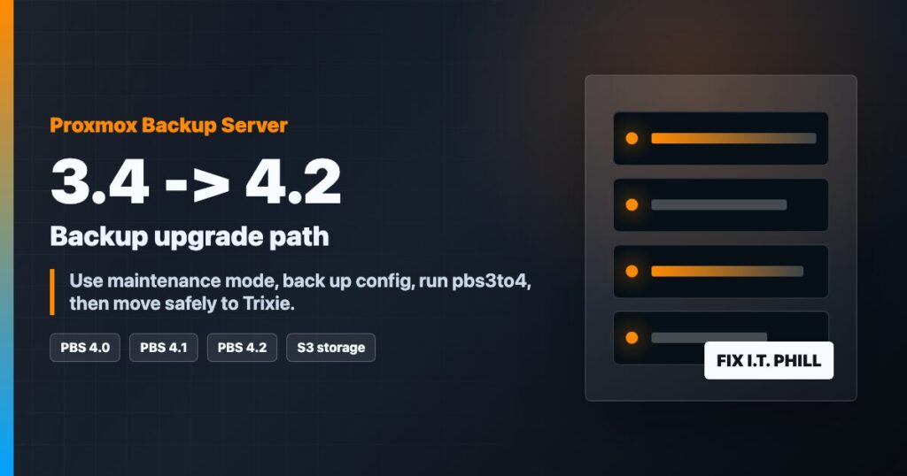 Proxmox Backup Server 3.4 to 4.2 upgrade path with maintenance mode and pbs3to4 checks
