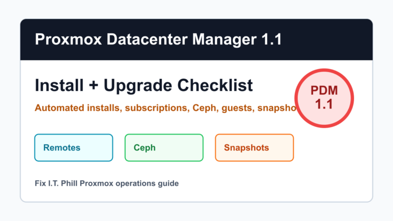 Proxmox Datacenter Manager 1.1 install and upgrade checklist for remotes Ceph snapshots and automated installs