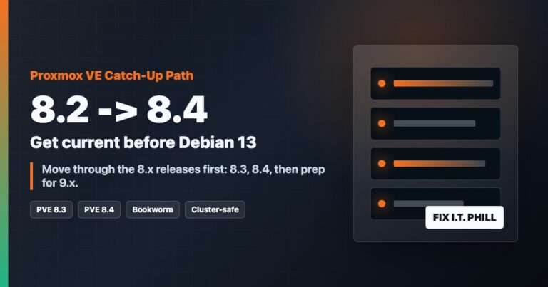 Proxmox VE 8.2 to 8.4 catch-up path before upgrading to Debian 13 based Proxmox VE 9