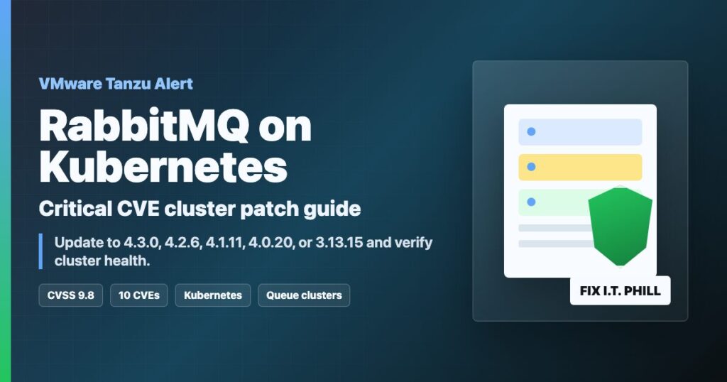 Kubernetes RabbitMQ cluster protected with VMware Tanzu patch guidance for critical CVE updates