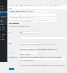 Razorpay WooCommerce settings page in local WordPress sandbox showing Key ID and Key Secret fields