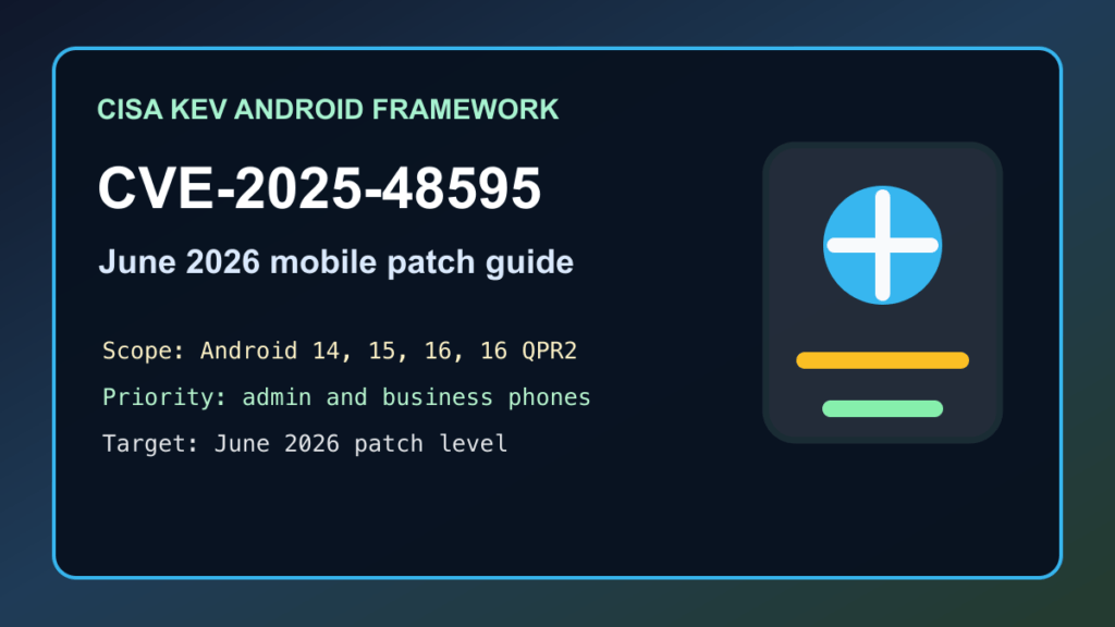 Android CVE-2025-48595 June 2026 CISA KEV patch guide for business devices