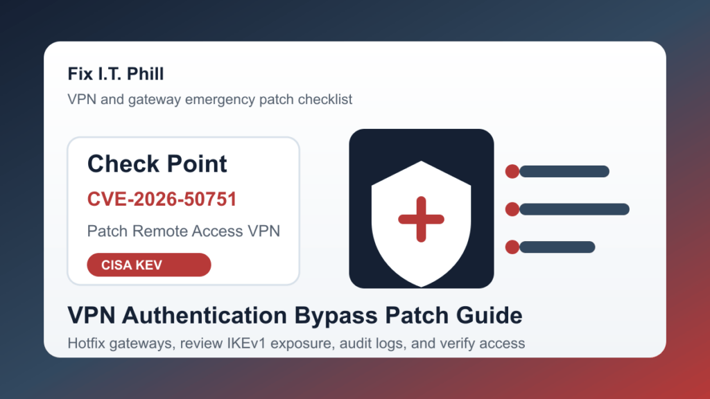 Check Point CVE-2026-50751 patch checklist for VPN gateway hotfix, IKEv1 review, and log audit